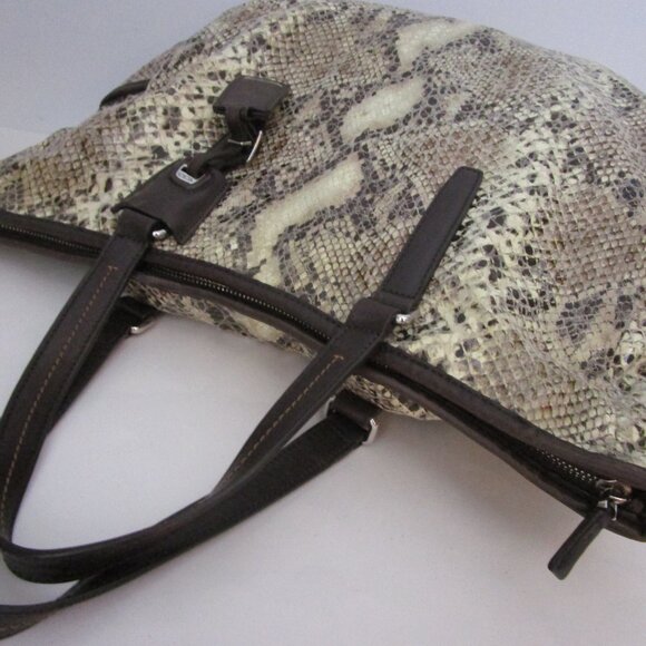 Huge Snake Python Tote Lightweight Leather Bag Carryon - Picture 2 of 12